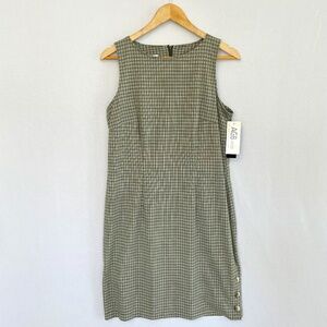 AGB Women's Size 12 Green Plaid Sleeveless Shift Dress Stretch NEW